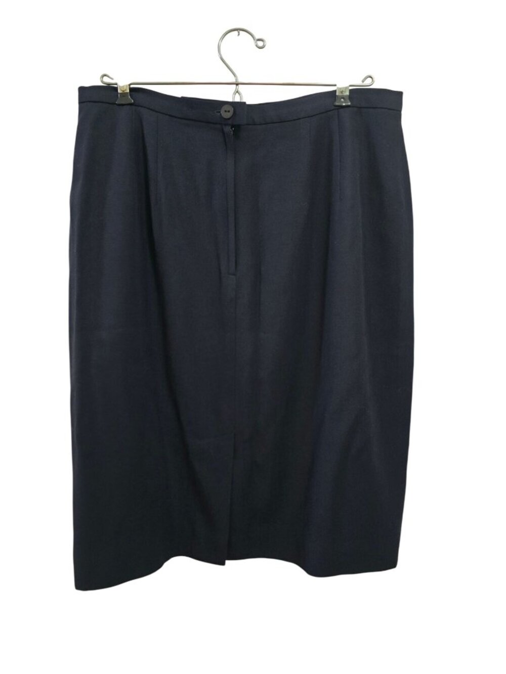 Saks Fifth Avenue The Works Navy Wool Blend Lined Pencil Skirt Size 14 - Picture 3 of 7